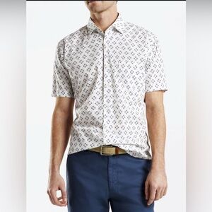 Peter Millar Seaside Novelty Shark Flower Print Button Shirt Mens Size XL Casual